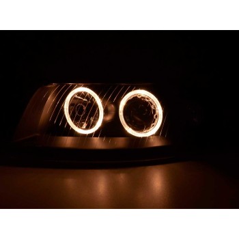 Φανάρια εμπρός Audi A4 (2001-2004) angel eyes - μαύρα , χωρίς λάμπες (Η7) - σετ 2τμχ. Φανάρια εμπρός Audi A4 (2001-2004) angel eyes - μαύρα , χωρίς λάμπες (Η7) - σετ 2τμχ.