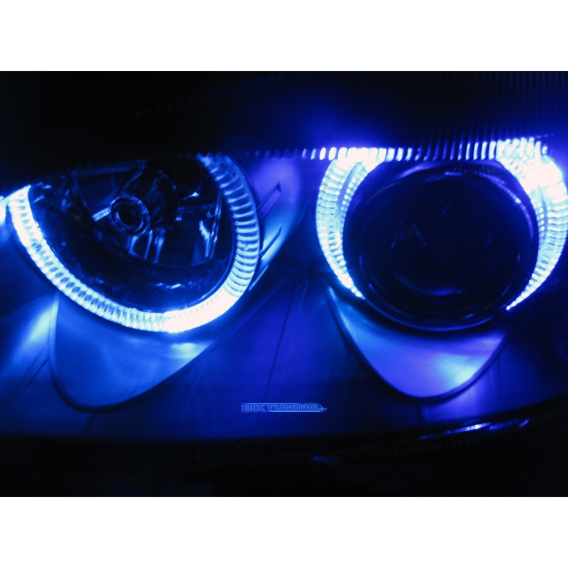Φανάρια εμπρός Audi A6 (2001-2003) angel eyes - chrome , χωρίς λάμπες (Η7) - σετ 2τμχ.