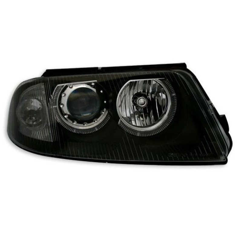 Φανάρια εμπρός Vw Passat B5.5 (2001-2005) angel eyes - μαύρα , χωρίς λάμπες (Η7) - σετ 2τμχ.