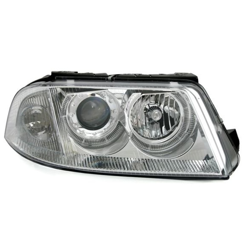 Φανάρια εμπρός Vw Passat B5.5 (2001-2005) angel eyes - chrome , χωρίς λάμπες (Η7) - σετ 2τμχ.