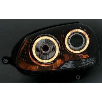 Φανάρια εμπρός Vw Golf 5 angel eyes, χωρίς λάμπες (Η7) - σετ 2τμχ.