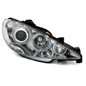 Φανάρια εμπρός Peugeot 206 angel eyes, χωρίς λάμπες (Η7) - σετ 2τμχ.