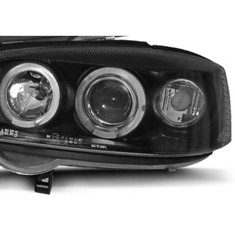 Φανάρια εμπρός Opel Astra G (1998-2004) led angel eyes - CCFL , μαύρα , με λάμπες (Η1) - σετ 2τμχ.