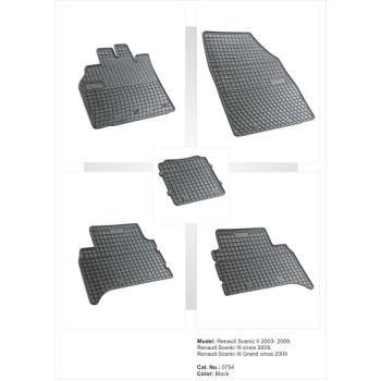 Λαστιχένια πατάκια RENAULT Scenic II,III (2003-2016) / Grand Scenic II,III (2003-2016) - 5τμχ.