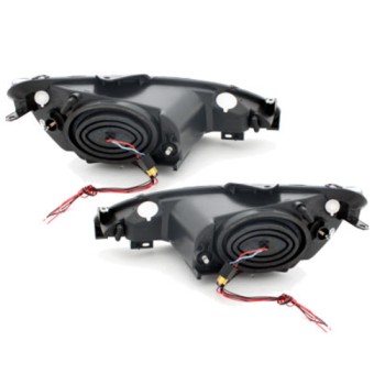 Φανάρια εμπρός Peugeot 206 angel eyes, μαύρα , με λάμπες (Η1) - σετ 2τμχ.