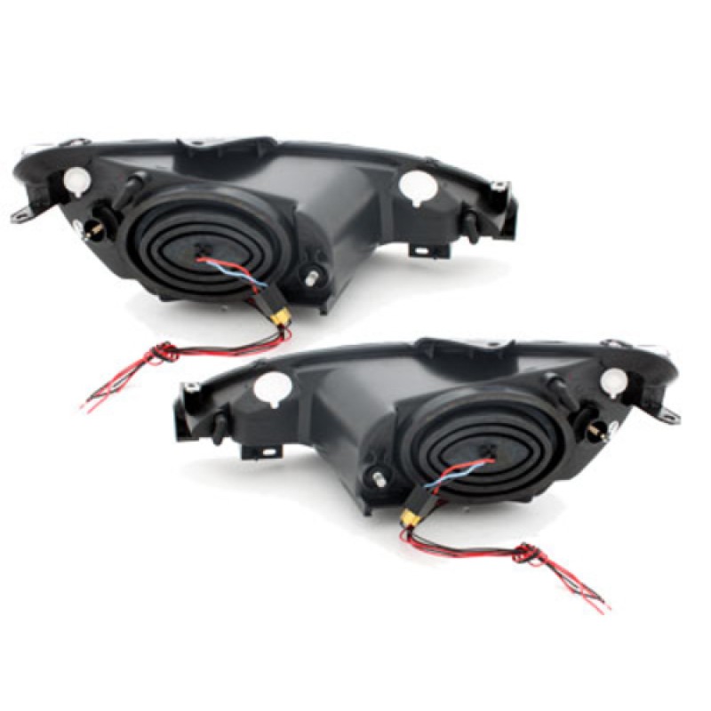 Φανάρια εμπρός Peugeot 206 angel eyes, μαύρα , με λάμπες (Η1) - σετ 2τμχ.