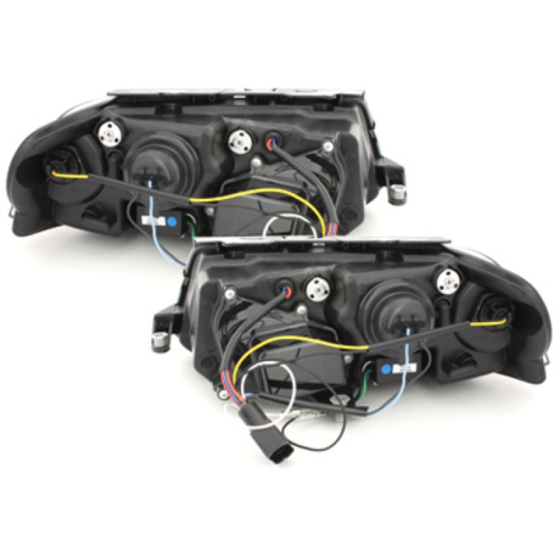 Φανάρια εμπρός Vw Passat B5.5 (2001-2005) led - μαύρα , με λάμπες (Η1) - σετ 2τμχ.