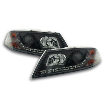 Φανάρια εμπρός Skoda Octavia (2004-2009) led , μαύρα , με λάμπες (Η1) - σετ 2τμχ.