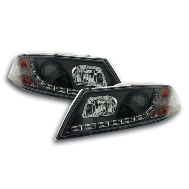 Φανάρια εμπρός Skoda Octavia (2004-2009) led , μαύρα , με λάμπες (Η1) - σετ 2τμχ.