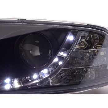 Φανάρια εμπρός Skoda Octavia (2004-2009) led , μαύρα , με λάμπες (Η1) - σετ 2τμχ.