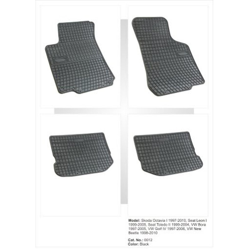 Λαστιχένια πατάκια SKODA Octavia I (1997-2010) / SEAT Leon I (1999-2005) / Toledo II (1999-2004) / VW Golf IV (1997-2006) / New Beetle (1997-2010) - 4τμχ.