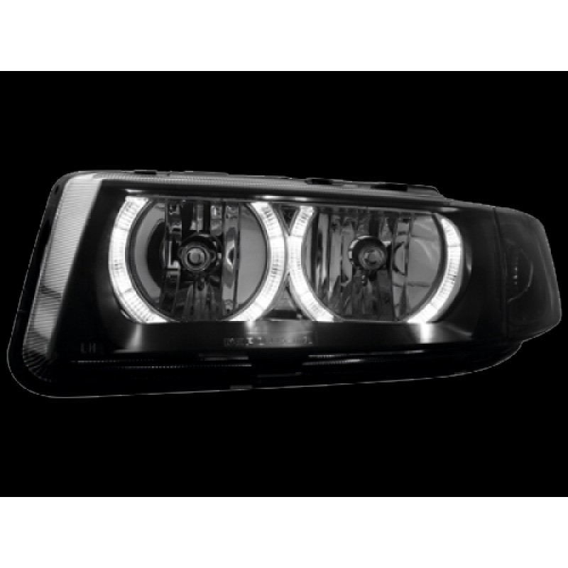 Φανάρια εμπρός Seat Leon /Toledo (1999-2004) angel eyes - μαύρα , χωρίς λάμπες (Η7) - σετ 2τμχ.