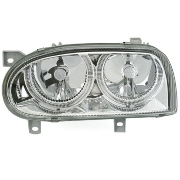 Φανάρια εμπρός Vw Golf 3 R32 design angel eyes - chrome , χωρίς λάμπες (Η 7 ) - σετ 2τμχ.