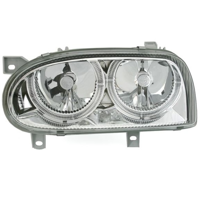Φανάρια εμπρός Vw Golf 3 R32 design angel eyes - chrome , χωρίς λάμπες (Η 7 ) - σετ 2τμχ.
