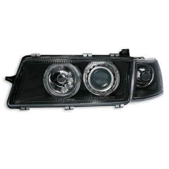 Φανάρια εμπρός Opel Vectra A (1988-1995) angel eyes - μαύρα , χωρίς λάμπες (Η7) - σετ 2τμχ.