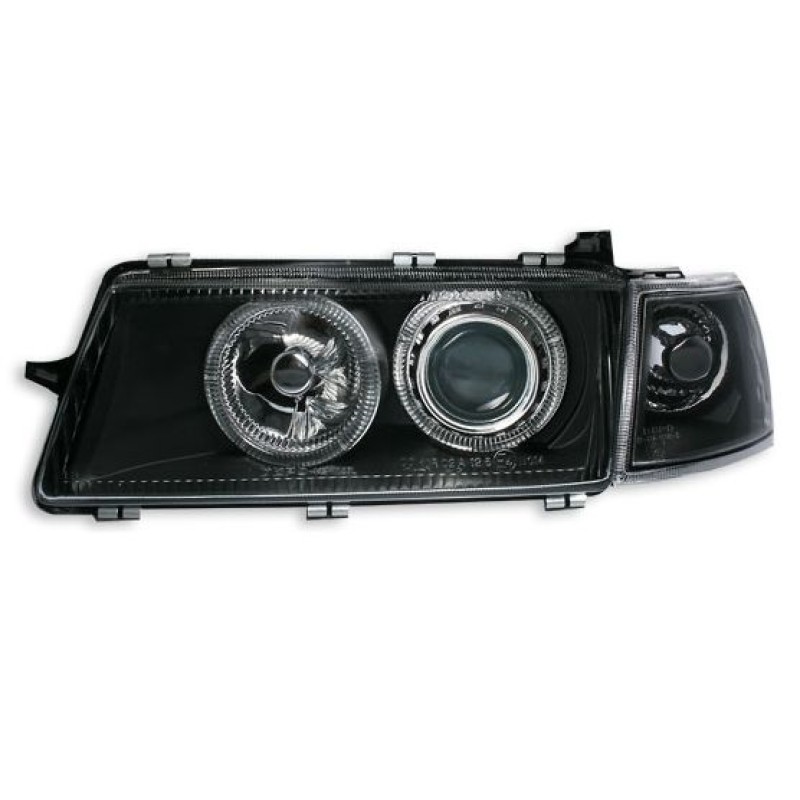 Φανάρια εμπρός Opel Vectra A (1988-1995) angel eyes - μαύρα , χωρίς λάμπες (Η7) - σετ 2τμχ.
