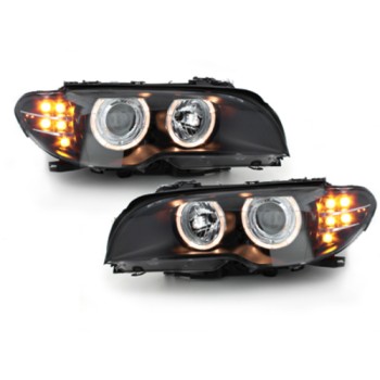 Φανάρια εμπρός BMW E46 coupe με led φλας (2003-2006) angel eyes, χωρίς λάμπες (Η7) - σετ 2τμχ. Φανάρια εμπρός BMW E46 coupe με led φλας (2003-2006) angel eyes, χωρίς λάμπες (Η7) - σετ 2τμχ.