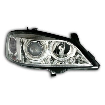 Φανάρια εμπρός Opel Astra G (1998-2004) angel eyes - chrome , χωρίς λάμπες (Η7) - σετ 2τμχ.