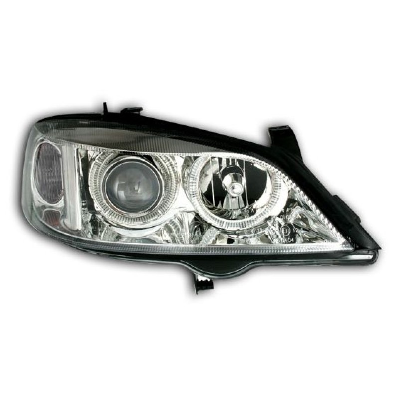 Φανάρια εμπρός Opel Astra G (1998-2004) angel eyes - chrome , χωρίς λάμπες (Η7) - σετ 2τμχ.