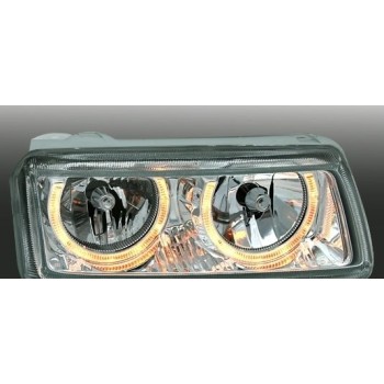 Φανάρια εμπρός Vw Passat Β4 (1993-1996) angel eyes - chrome , χωρίς λάμπες (Η7) - σετ 2τμχ.
