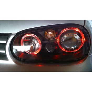 Φανάρια εμπρός Vw Golf 3 R32 design angel eyes - μαύρα , χωρίς λάμπες (Η7) - σετ 2τμχ.