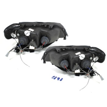Φανάρια εμπρός BMW X5 (1999-2003) angel eyes - black , με λάμπες (Η1) - σετ 2τμχ.