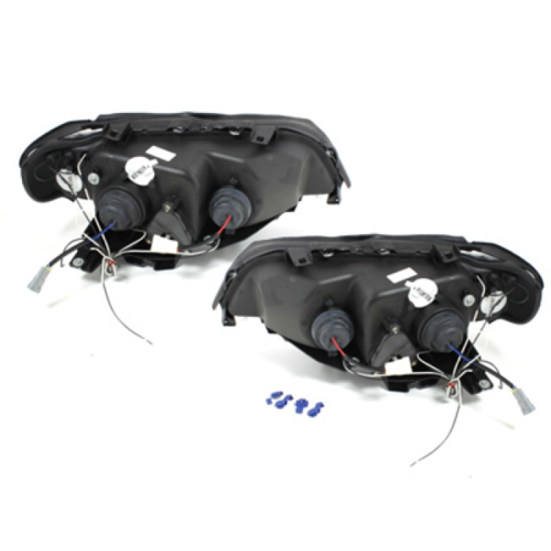 Φανάρια εμπρός BMW X5 (1999-2003) angel eyes - black , με λάμπες (Η1) - σετ 2τμχ.