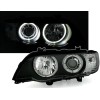 Φανάρια εμπρός BMW X5 με εργοστασιακά xenon (1999-2003) angel eyes - μαύρα , με λάμπες (Η7) - σετ 2τμχ.