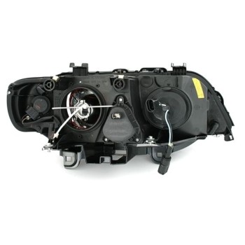 Φανάρια εμπρός BMW X5 με εργοστασιακά xenon (1999-2003) angel eyes - μαύρα , με λάμπες (Η7) - σετ 2τμχ.