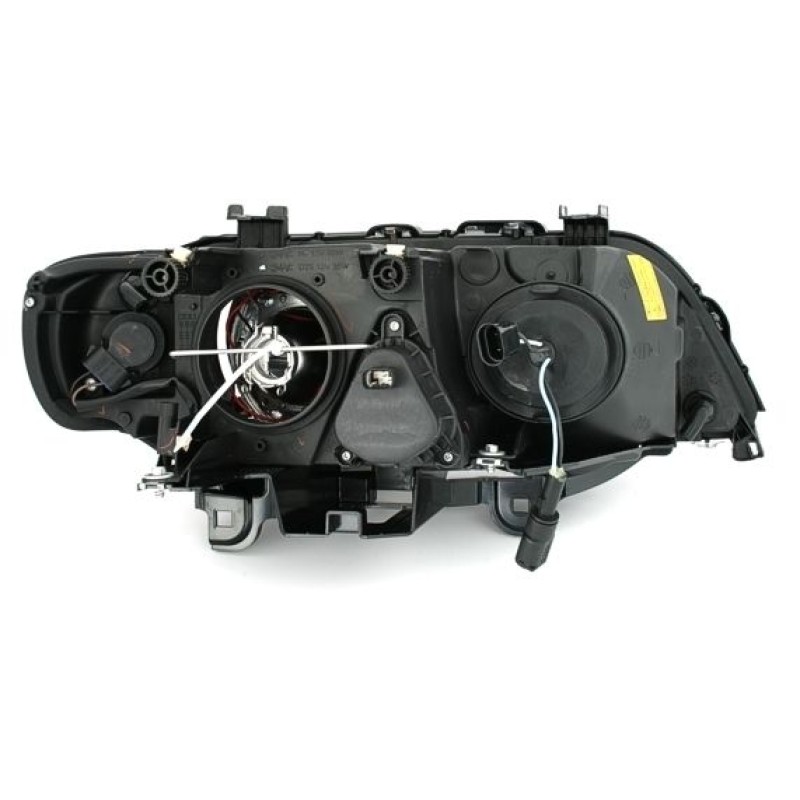 Φανάρια εμπρός BMW X5 με εργοστασιακά xenon (1999-2003) angel eyes - μαύρα , με λάμπες (Η7) - σετ 2τμχ.
