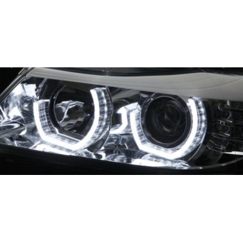 Φανάρια εμπρός BMW X5 (1999-2003) 3D angel eyes - μαύρα , χωρίς λάμπες (Η7) - σετ 2τμχ.