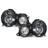 Φανάρια εμπρός Mercedes CLK W208 (1997-2002) angel eyes - μαύρα , με λάμπες (Η1) - σετ 2τμχ.