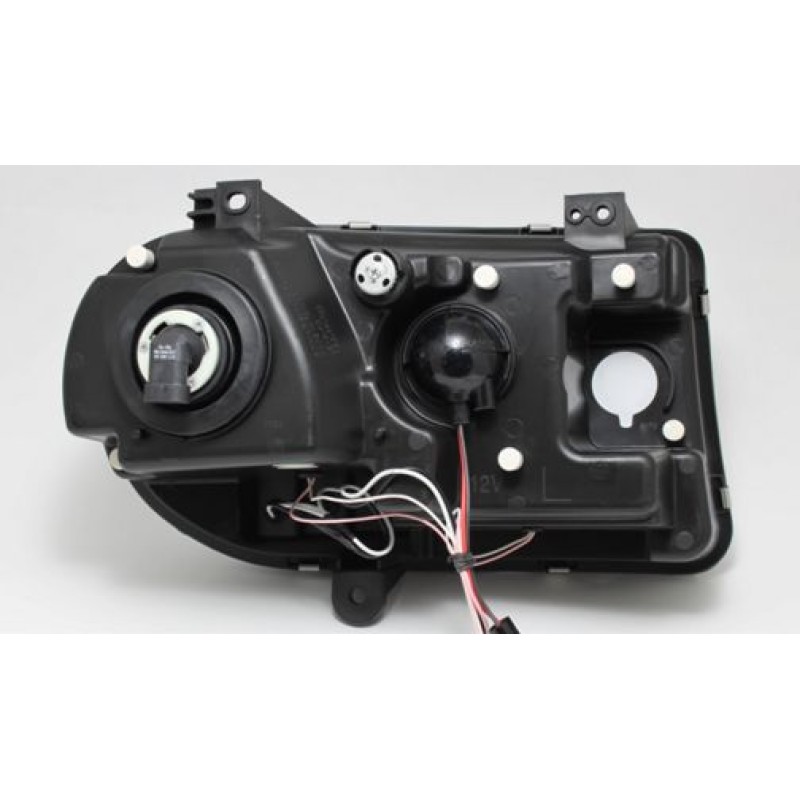 Φανάρια εμπρός Chrysler 300C (2004-2008) angel eyes με led - μαύρα , με λάμπες (Η1) - σετ 2τμχ.