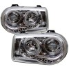 Φανάρια εμπρός Chrysler 300C (2004-2008) angel eyes με led - chrome , με λάμπες (Η1) - σετ 2τμχ.