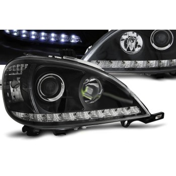 Φανάρια εμπρός Mercedes ML W163 (1998-2001) led - μαύρα , με λάμπες (Η1) - σετ 2τμχ.