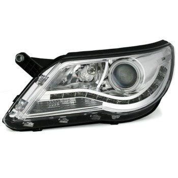 Φανάρια εμπρός Vw Tiguan (2007-2011) led/angel eyes, με λάμπες (Η1) - σετ 2τμχ.