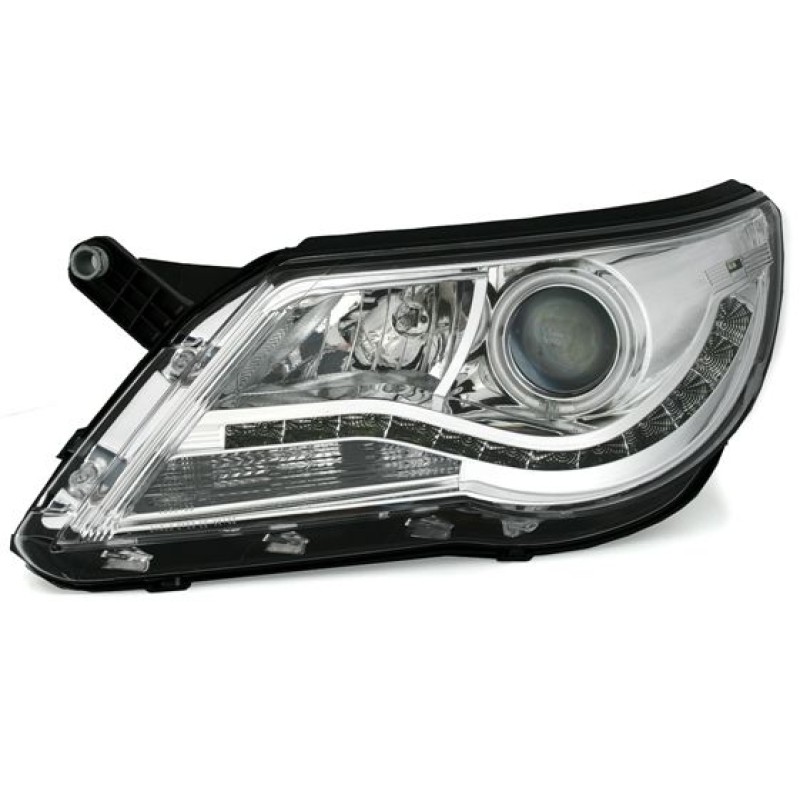 Φανάρια εμπρός Vw Tiguan (2007-2011) led/angel eyes, με λάμπες (Η1) - σετ 2τμχ.