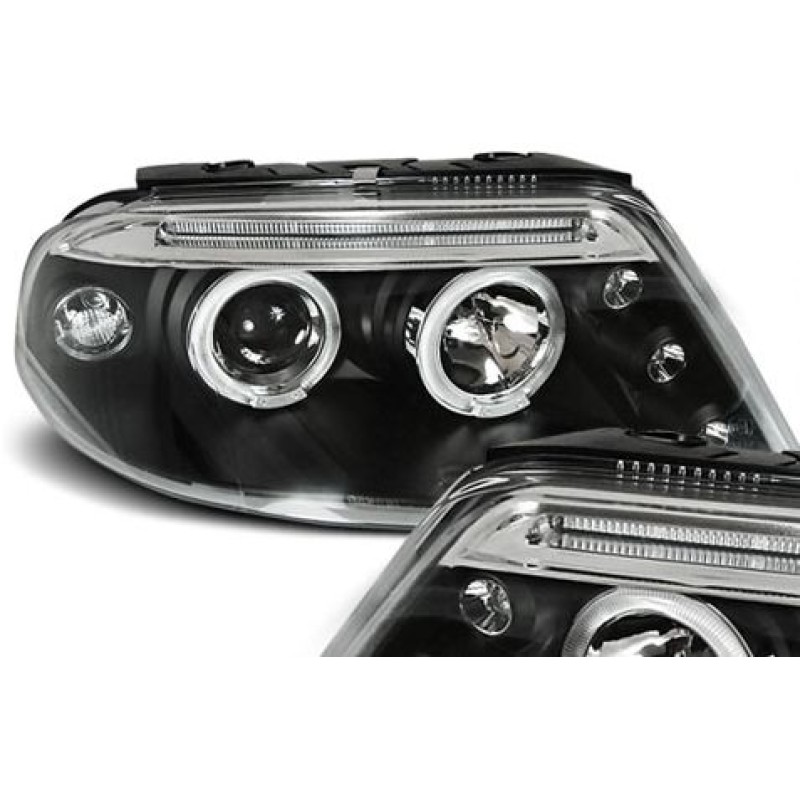 Φανάρια εμπρός Vw Passat B5.5 (2001-2005) angel eyes - black , χωρίς λάμπες (Η7) - σετ 2τμχ.