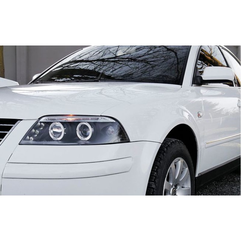 Φανάρια εμπρός Vw Passat B5.5 (2001-2005) angel eyes - black , χωρίς λάμπες (Η7) - σετ 2τμχ.