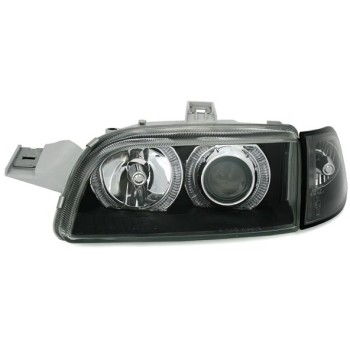 Φανάρια εμπρός Fiat Punto (1993-1999) angel eyes - μαύρα , χωρίς λάμπες (Η7) - σετ 2τμχ.