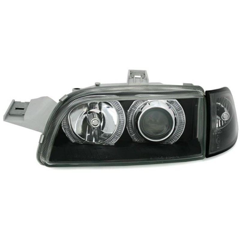 Φανάρια εμπρός Fiat Punto (1993-1999) angel eyes - μαύρα , χωρίς λάμπες (Η7) - σετ 2τμχ.