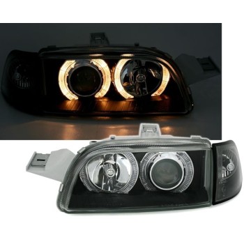 Φανάρια εμπρός Fiat Punto (1993-1999) angel eyes - μαύρα , χωρίς λάμπες (Η7) - σετ 2τμχ.