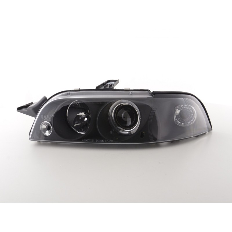 Φανάρια εμπρός Fiat Punto (1993-1999) angel eyes - μαύρα , με λάμπες (Η1) - σετ 2τμχ.