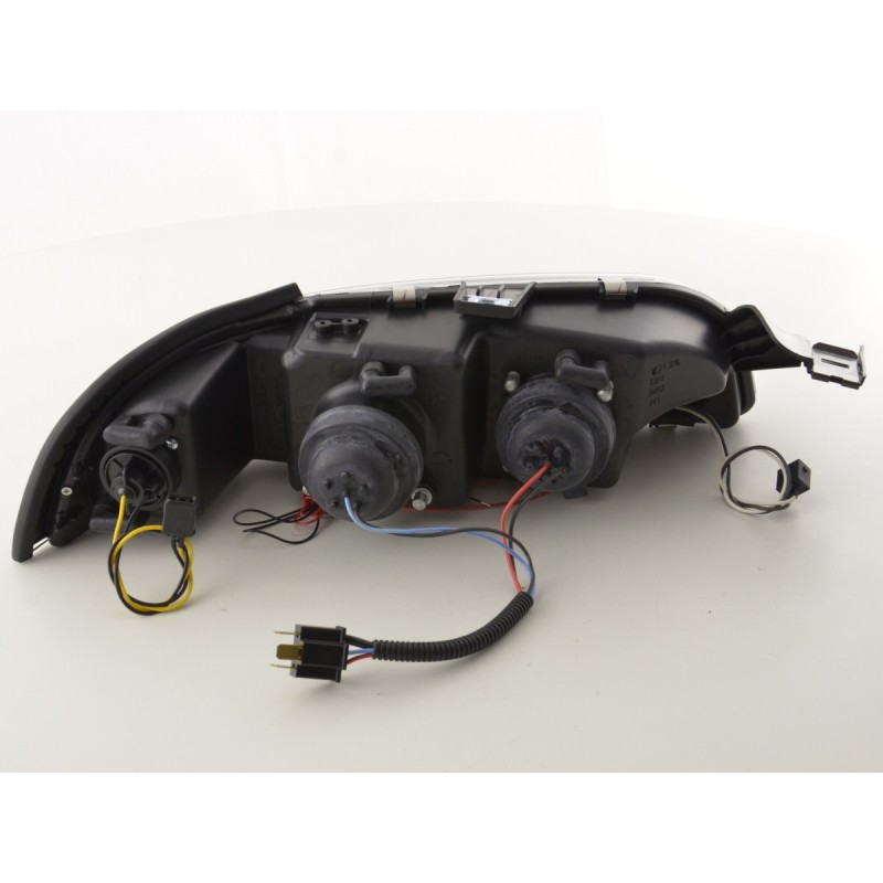 Φανάρια εμπρός Fiat Punto (1993-1999) angel eyes - μαύρα , με λάμπες (Η1) - σετ 2τμχ.