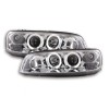 Φανάρια εμπρός Fiat Punto (1999-2003) angel eyes - chrome , με λάμπες (Η1) - σετ 2τμχ.