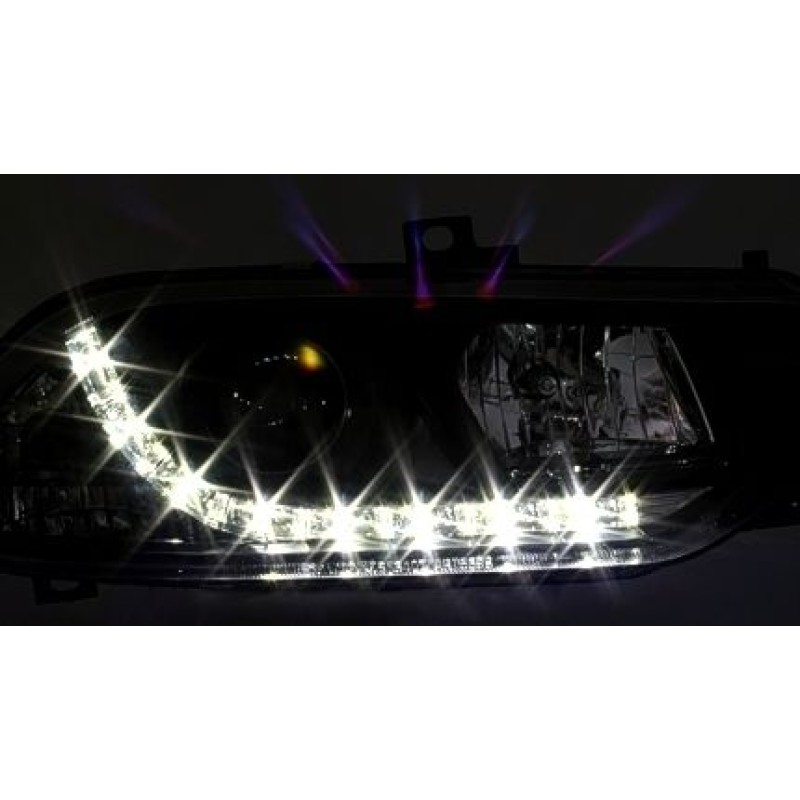 Φανάρια εμπρός Alfa Romeo 156 (1997-2003) led - μαύρα , με λάμπες (Η1) - σετ 2τμχ.