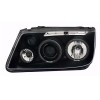 Φανάρια εμπρός Vw Bora angel eyes - μαύρα , με λάμπες (Η1) - σετ 2τμχ.
