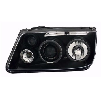 Φανάρια εμπρός Vw Bora angel eyes - μαύρα , με λάμπες (Η1) - σετ 2τμχ. Φανάρια εμπρός Vw Bora angel eyes - μαύρα , με λάμπες (Η1) - σετ 2τμχ.