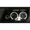 Φανάρια εμπρός Vw Bora angel eyes - μαύρα , με λάμπες (Η1) - σετ 2τμχ.