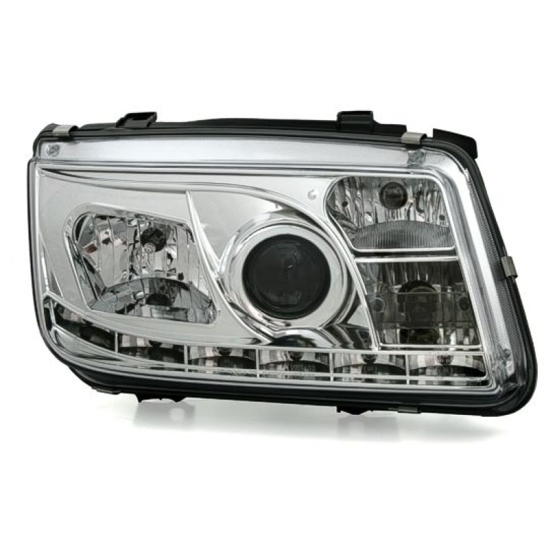Φανάρια εμπρός Vw Bora - χρωμίου , με λάμπες (Η1) led - σετ 2τμχ.